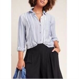 Anthropologie Maeve Chatham Striped Button Down Shirt